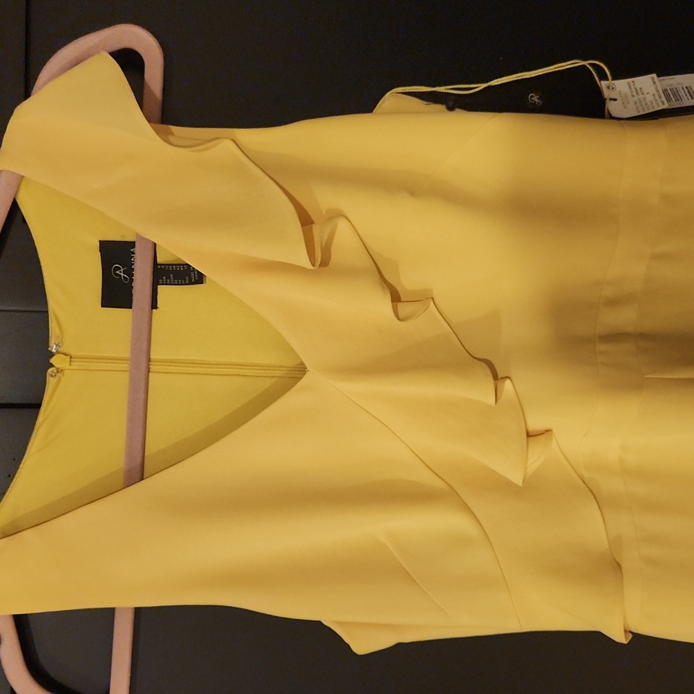 Adrianna Papell Yellow Ruffle Jumpsuit - Picture 3 of 11